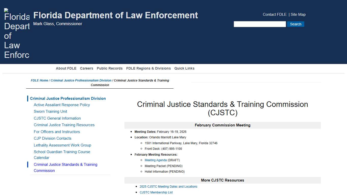 FDLE - Criminal Justice Standards & Training Commission (CJSTC)